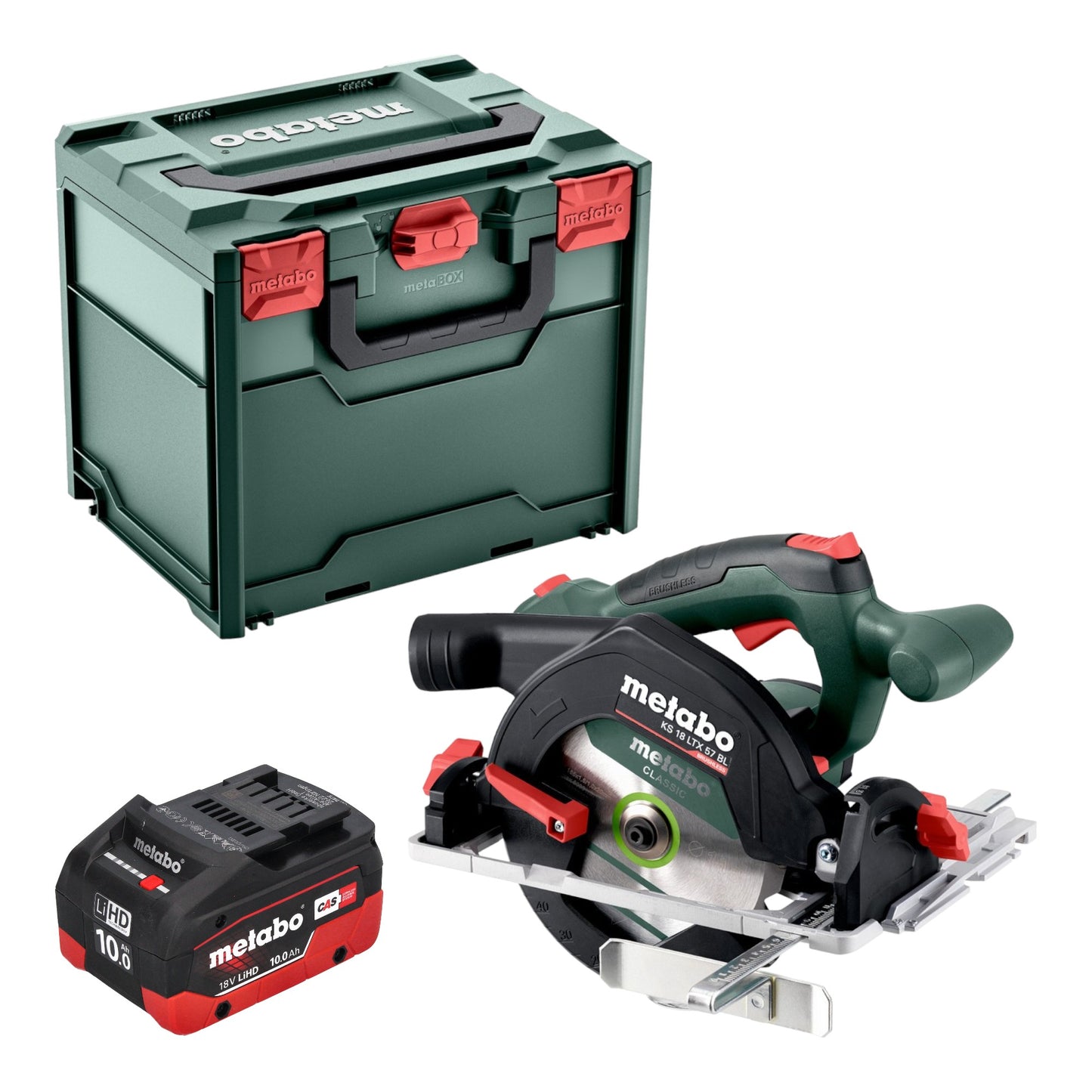 Metabo KS 18 LTX 57 BL Akku Handkreissäge 18 V 57 mm + 1x LiHD Akku 10,0 Ah + Metabox - ohne Ladegerät