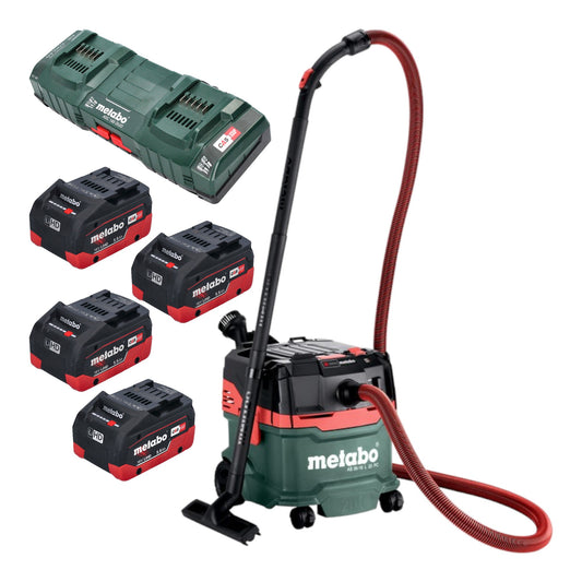 Metabo AS 36 18 L 20 PC Akku Nass Trocken Sauger 36 V ( 2x 18 V ) 20 L + 4x LiHD Akku 5,5 Ah + Doppelladegerät