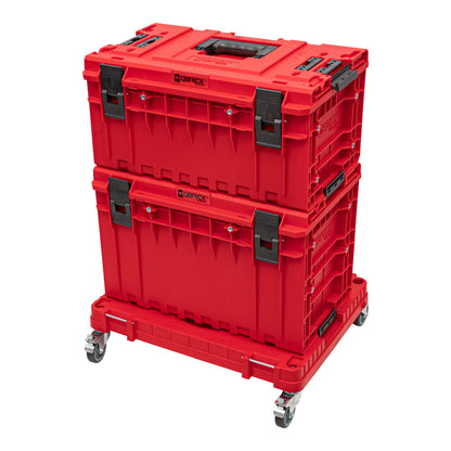 Qbrick System ONE Transportplattform 2.0 Workshop RED Ultra HD 625 x 503 x 160 mm 120 kg mit Schwenkrädern aus Metall und Bremse