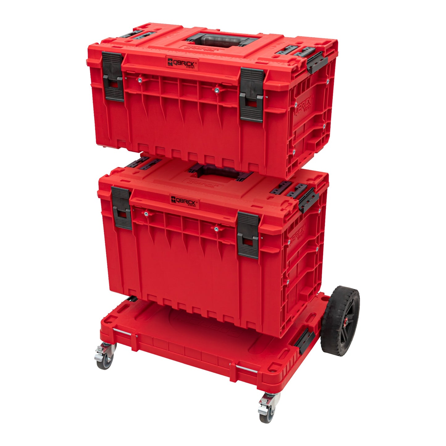 Qbrick System ONE Transportplattform 2.0 Allterrain RED Ultra HD 750 x 542 x 223 mm 120 kg mit Schwenkrädern aus Metall und Bremse