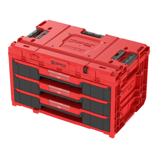 Qbrick System ONE Drawer 3 Toolbox 2.0 Red Ultra HD Werkzeugbox 587 x 380 x 340 mm 27 l mit drei Schubladen