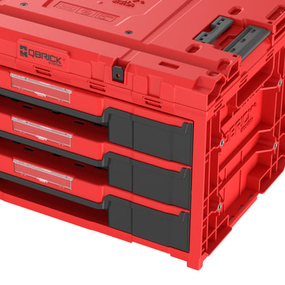 Qbrick System ONE Drawer 3 Toolbox 2.0 Red Ultra HD Werkzeugbox 587 x 380 x 340 mm 27 l mit drei Schubladen