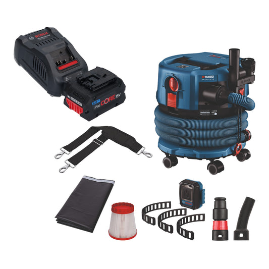 Aspirateur sans fil professionnel Bosch GAS 18V-12 MC BITURBO brushless + 1x batterie ProCore 8,0 Ah + chargeur rapide + accessoires