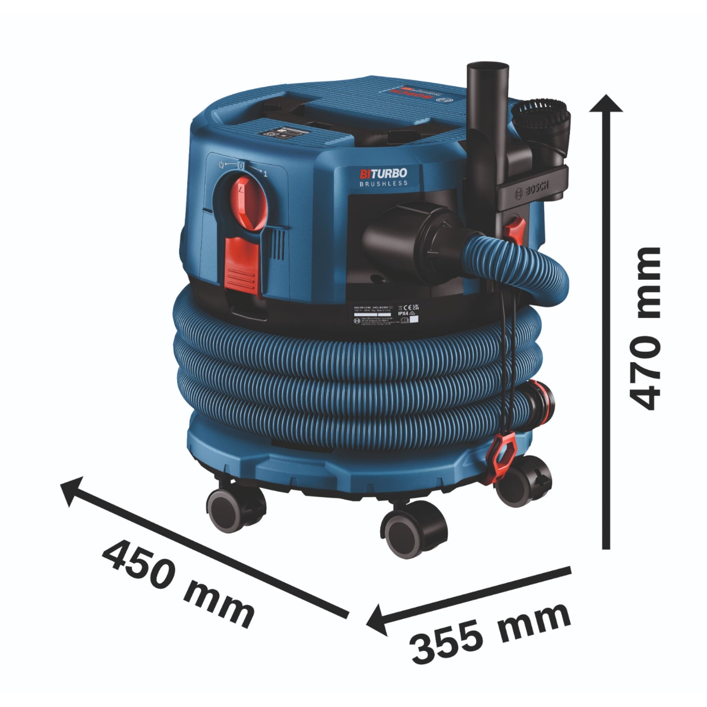 Bosch GAS 18V-12 MC Professional Akku Staubsauger BITURBO Brushless + 2x ProCore Akku 8,0 Ah + Schnellladegerät + Zubehör