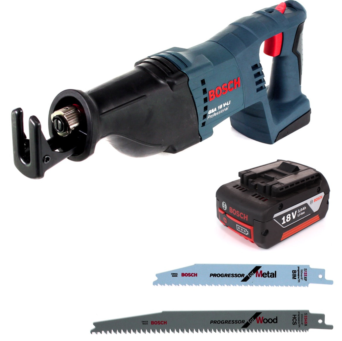 Bosch GSA 18V-Li N Akku Reciprosäge 18V Säbelsäge + 2x Sägeblatt + 1x 3,0 Ah Akku - ohne Ladegerät - Toolbrothers