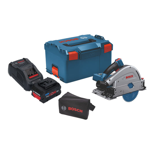 Bosch GKT 18V-52 GC Professional Akku Tauchsäge 18 V 140 mm BITURBO Brushless + 1x ProCore Akku 5,5 Ah + Ladegerät + Connectivity Modul + L-Boxx