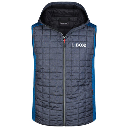 L-Boxx Herren Hybrid Strickfleece Gilet Weste - royal melange / anthracite melange Größe S