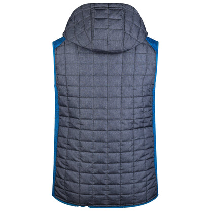 L-Boxx Herren Hybrid Strickfleece Gilet Weste - royal melange / anthracite melange Größe M