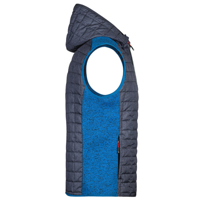 L-Boxx Herren Hybrid Strickfleece Gilet Weste - royal melange / anthracite melange Größe M