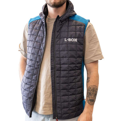 L-Boxx Herren Hybrid Strickfleece Gilet Weste - royal melange / anthracite melange Größe L