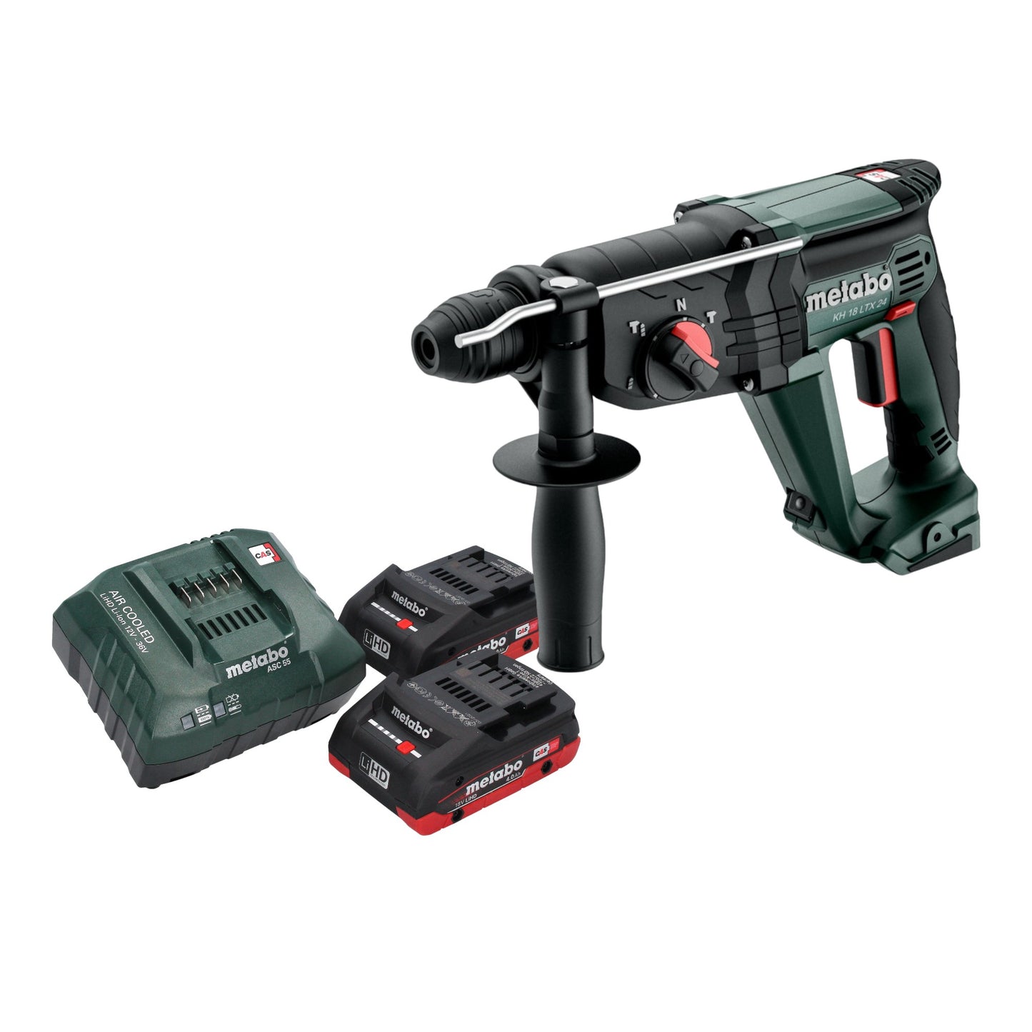 Marteau combiné à batterie Metabo KH 18 LTX 24 18 V 2,1 J SDS Plus + 2 batteries LiHD 4,0 Ah + chargeur