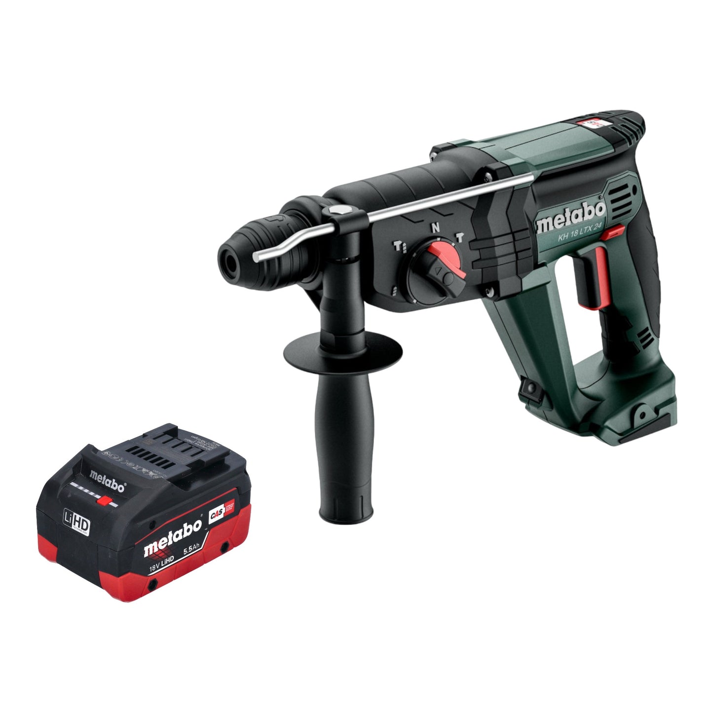 Marteau combiné à batterie Metabo KH 18 LTX 24 18 V 2,1 J SDS Plus + 1 batterie LiHD 5,5 Ah - sans chargeur