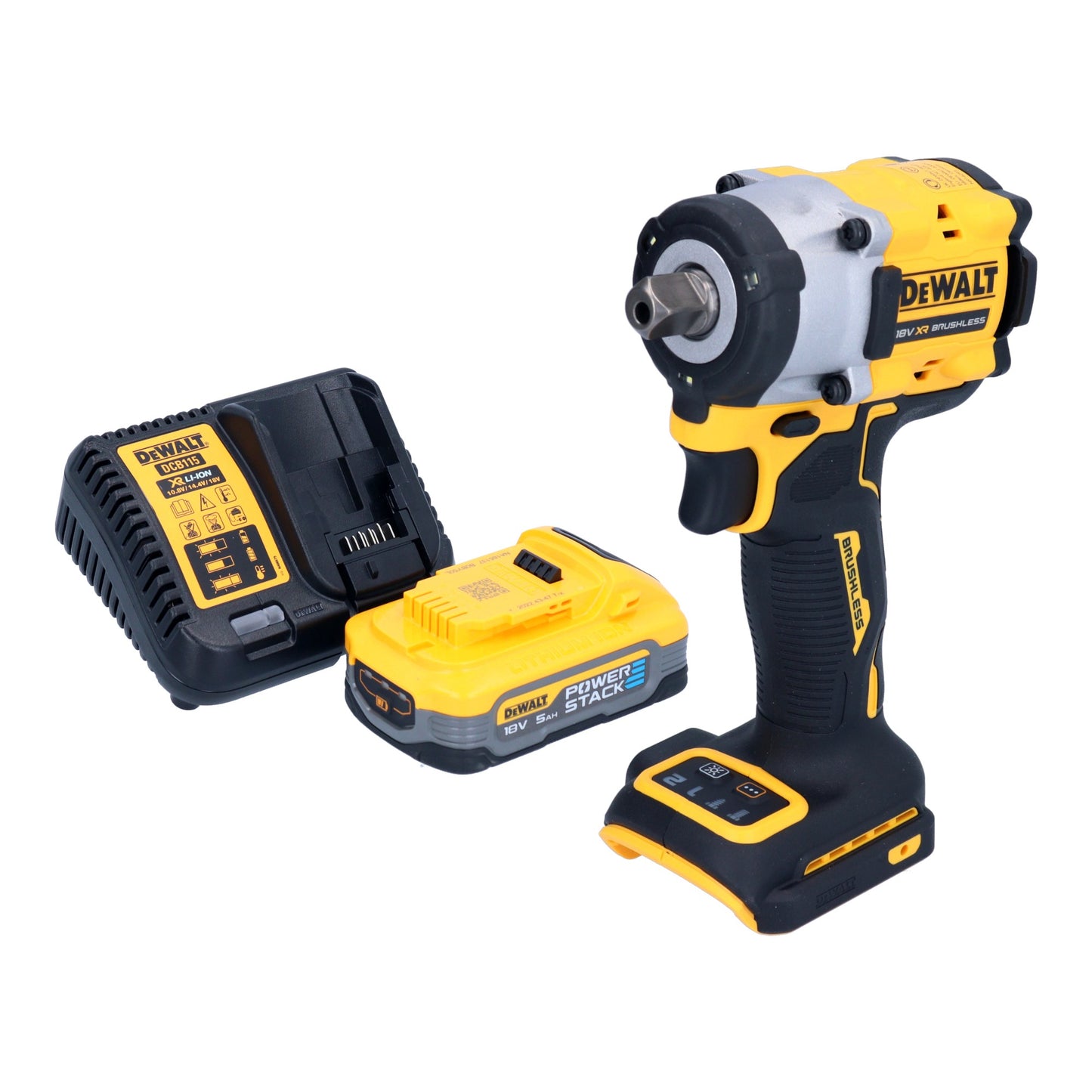 Clé à chocs sans fil DeWalt DCF 922 H1 18 V 406 Nm 1/2" sans balais + 1x batterie Powerstack 5,0 Ah + chargeur