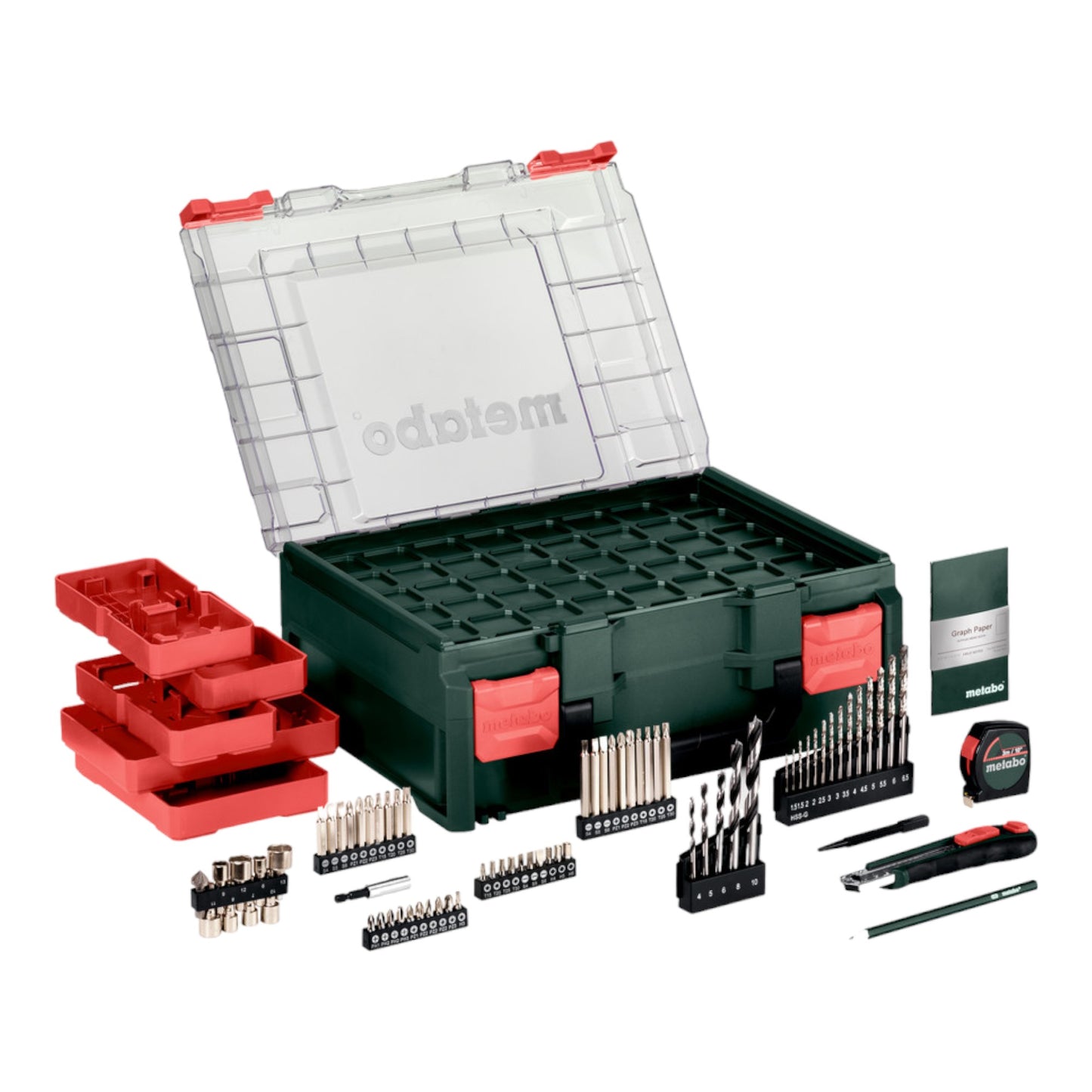 Metabo BS 18 Set Akku Bohrschrauber 18 V 48 Nm ( 602207710 ) + 2x Akku 2,0 Ah + Ladegerät + 74 tlg. mobile Werkstatt + Koffer