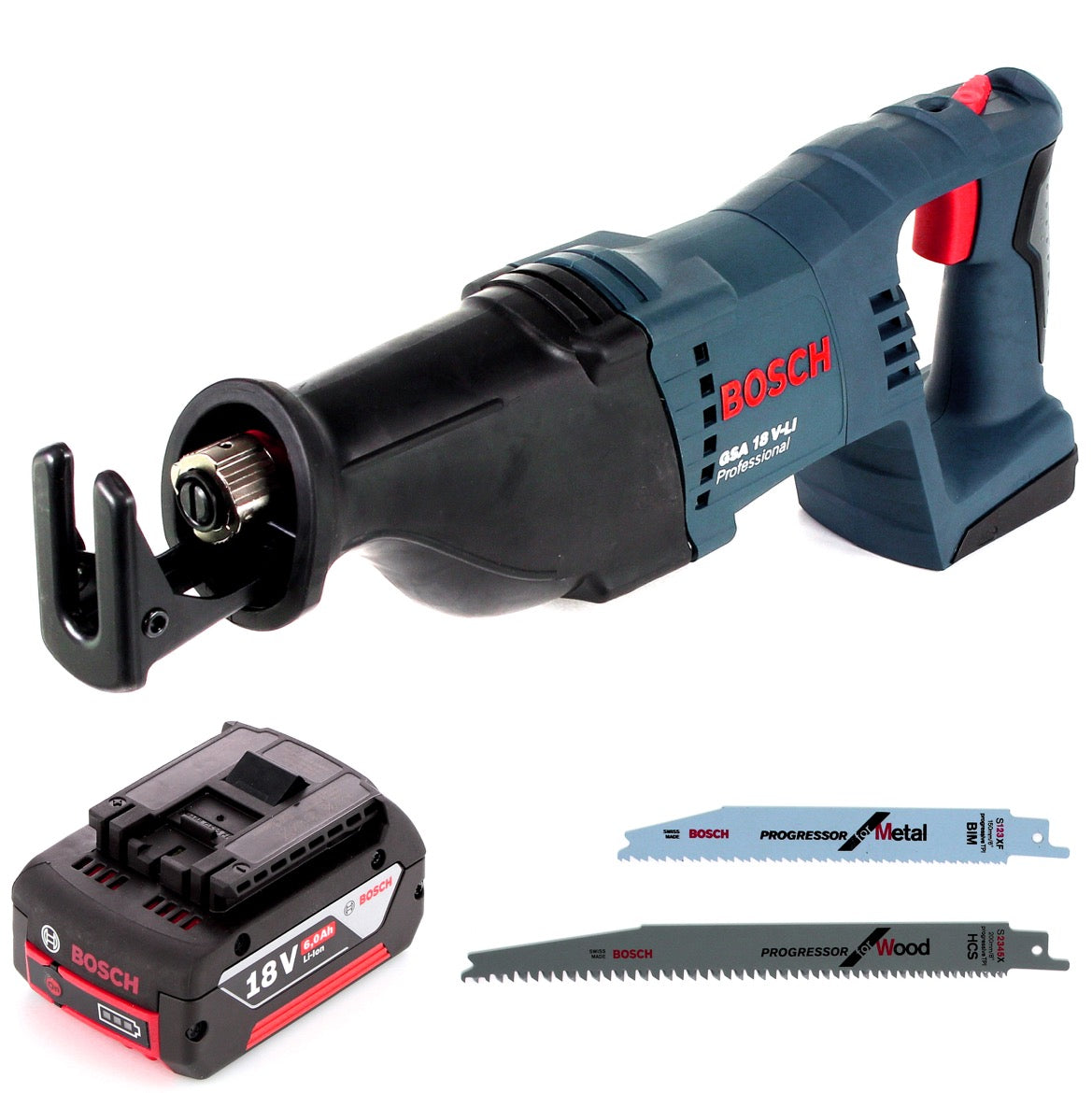 Bosch GSA 18V-Li N Akku Reciprosäge 18V Säbelsäge + 2x Sägeblatt + 1x 6,0 Ah Akku - ohne Ladegerät - Toolbrothers