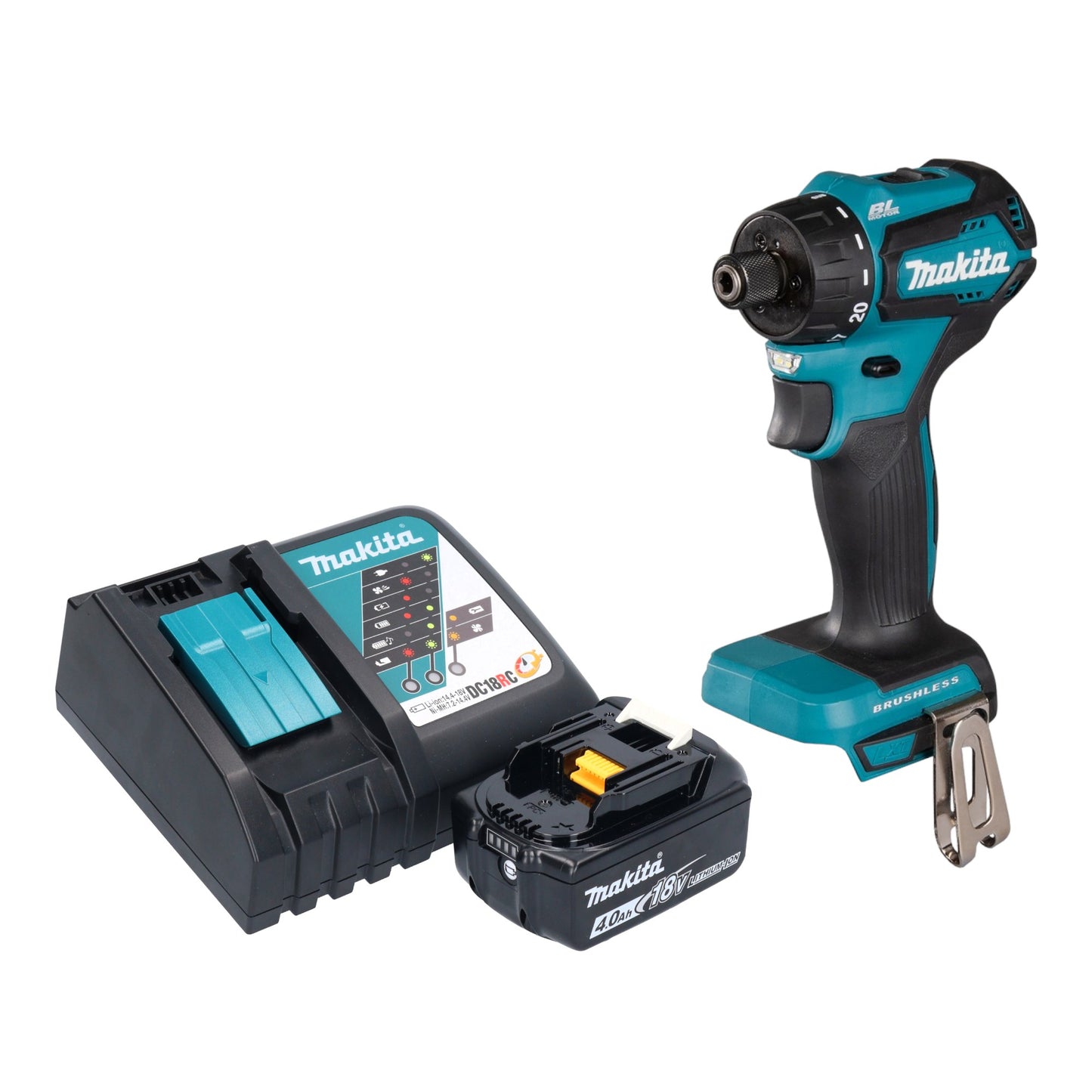 Makita DDF 083 RM1 Akku Bohrschrauber 18 V 40 Nm 1/4'' Brushless + 1x Akku 4,0 Ah + Ladegerät