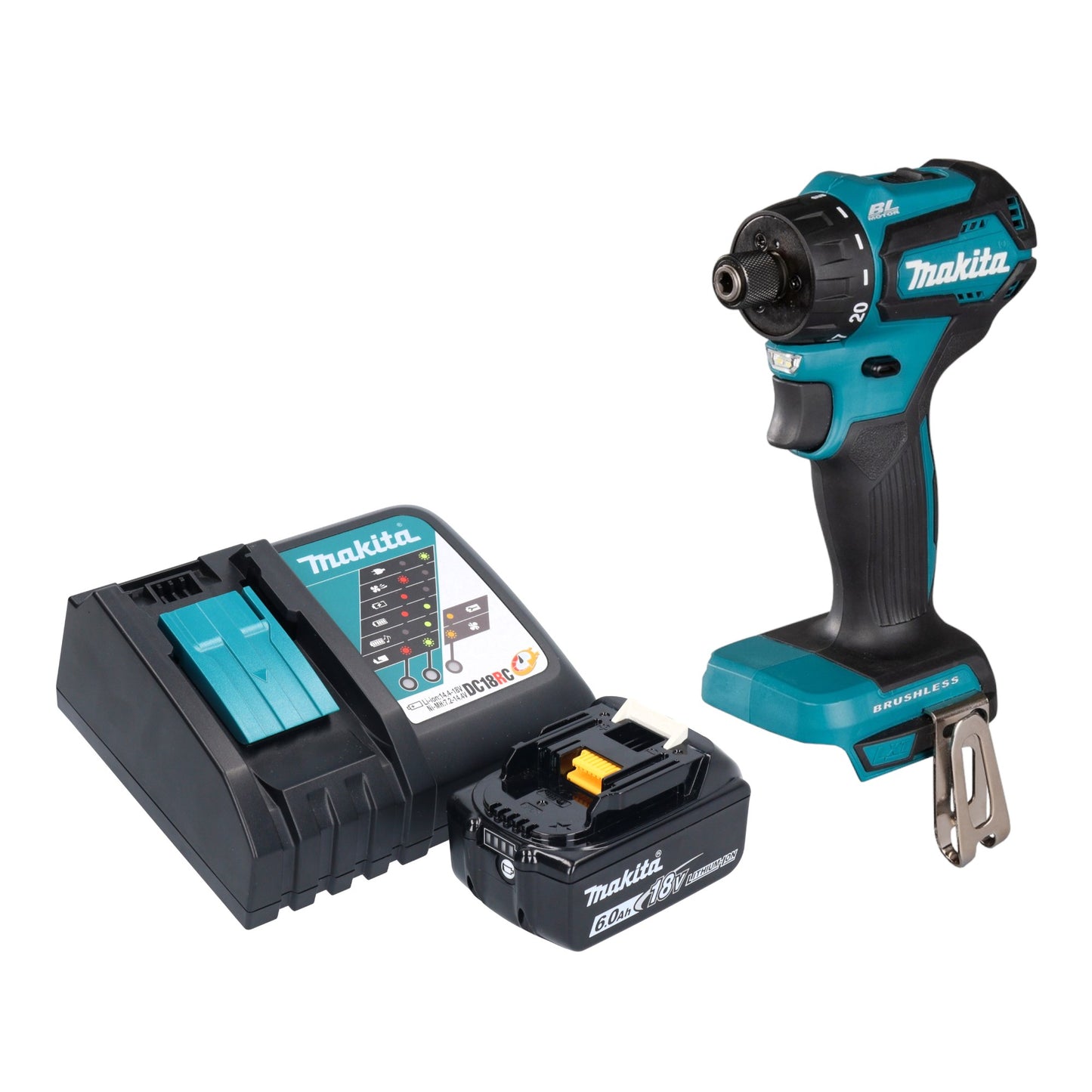 Makita DDF 083 RG1 perceuse-visseuse sans fil 18 V 40 Nm 1/4'' sans balai + 1x batterie 6,0 Ah + chargeur