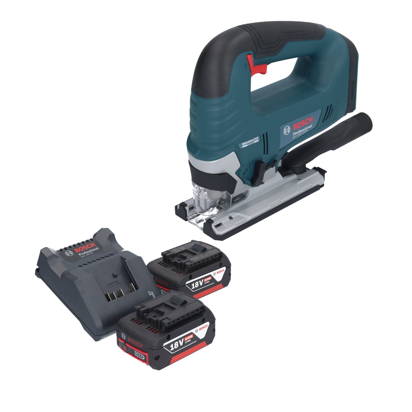 Bosch GST 18V-125 B Scie sauteuse professionnelle sans fil 18 V 125 mm sans balais + 2 batteries 5,0 Ah + chargeur