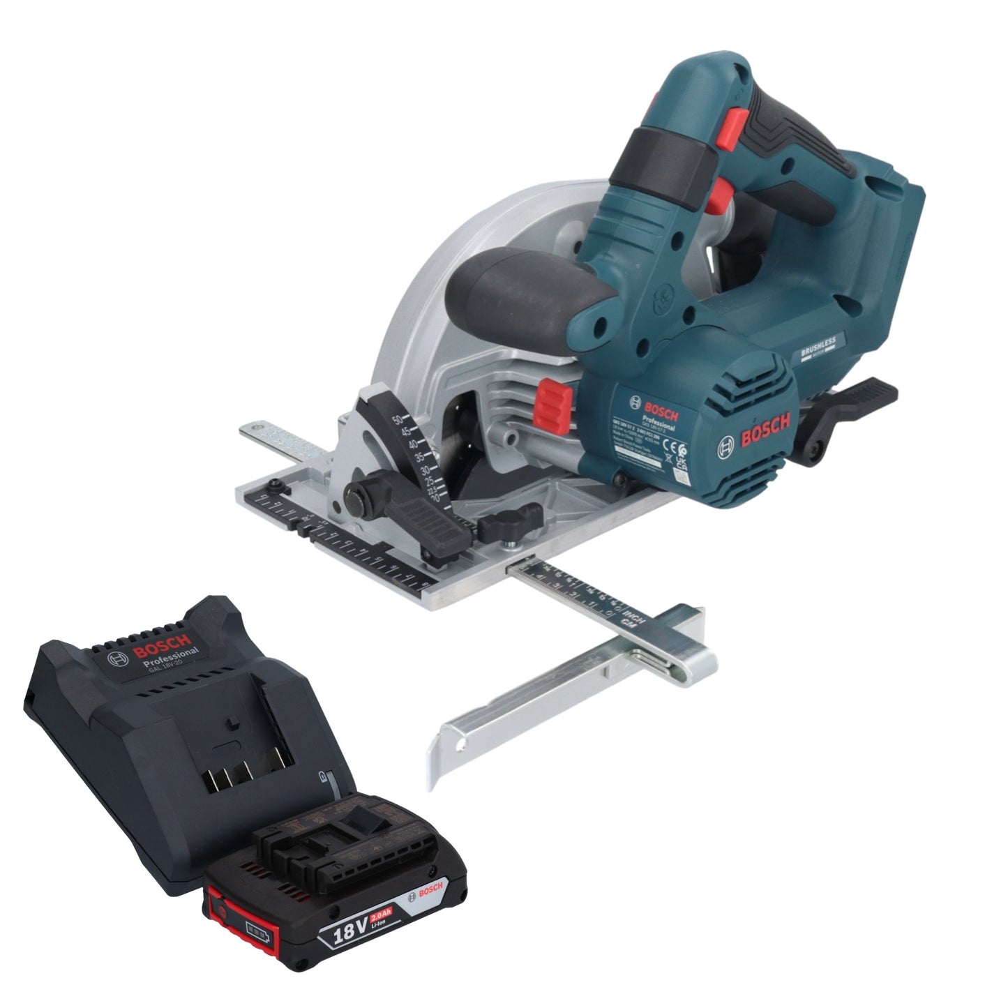 Bosch GKS 18V-57-2 Scie circulaire sans fil professionnelle 18 V 165 mm sans balai + 1x batterie 2,0 Ah + chargeur