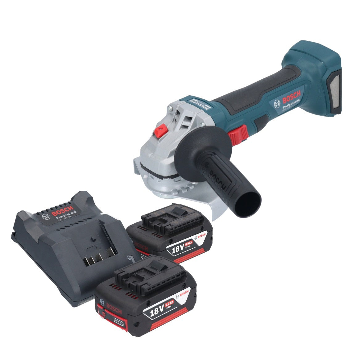 Bosch GWS 18V-7 Professional Akku Winkelschleifer 18 V 125 mm Brushless + 2x Akku 5,0 Ah + Ladegerät