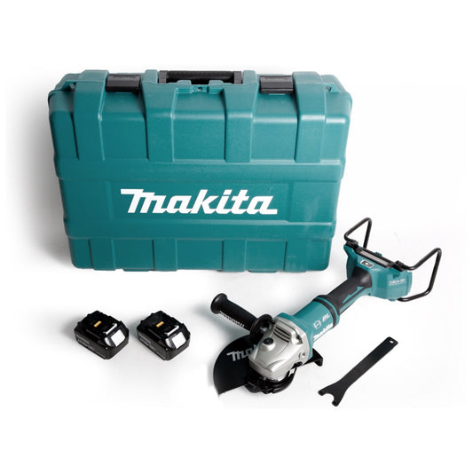 Makita DGA 901 T2KU2 Akku Winkelschleifer 36V ( 2x18V ) 230mm Brushless + 2x Akku 5,0Ah + Ezynut + Koffer - ohne Ladegerät - Toolbrothers