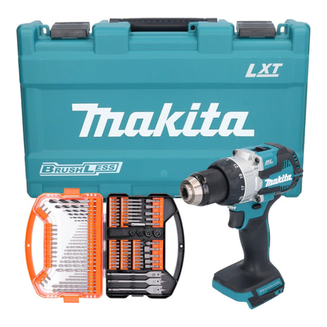 Makita DHP 489 Akku Schlagbohrschrauber ( 18 V 73 Nm Brushless ) inkl. Koffer + WellCut 101 tlg. Bit- und Bohrer Set