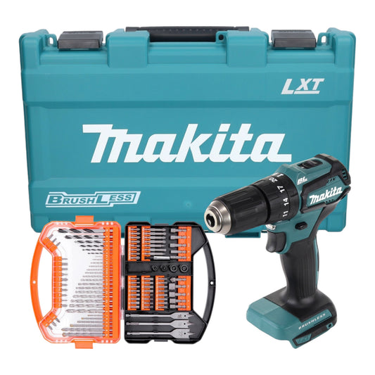 Makita DHP 483 Z Akku Schlagbohrschrauber ( 18 V 40 Nm Brushless ) inkl. Koffer + WellCut 101 tlg. Bit- und Bohrer Set