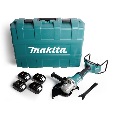 Makita DGA 901 T4KU2 Akku Winkelschleifer 36V ( 2x18V ) 230mm Brushless + 4x Akku 5,0Ah + Ezynut + Koffer - ohne Ladegerät - Toolbrothers