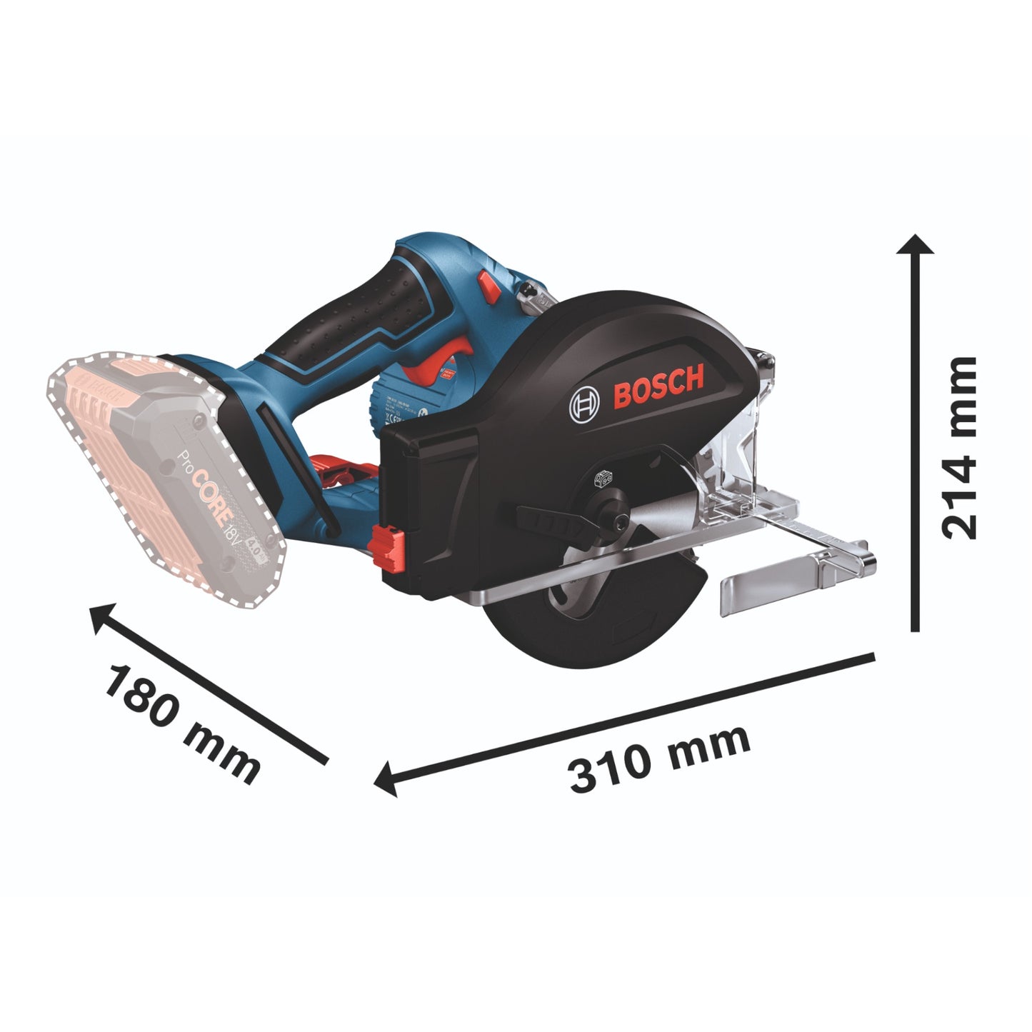 Bosch GKM 18V-50 Professional Akku Metall Handkreissäge 18 V 136 mm Brushless + 1x ProCORE Akku 4,0 Ah + L-Boxx - ohne Ladegerät