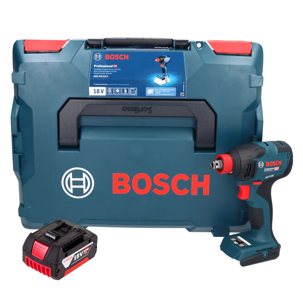 Bosch GDX 18V-210 C Professional Clé à chocs rotative sans fil 18 V 210 Nm sans balais + 1x batterie 5,0 Ah + L-Boxx - sans chargeur