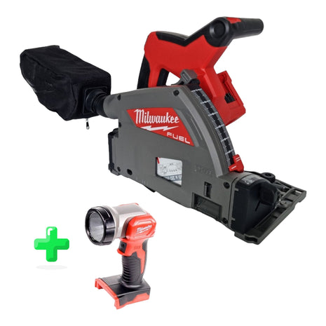 Scie plongeante à batterie Milwaukee M18 FPS55-0 18 V 165 mm brushless solo + éclairage à batterie Milwaukee M18 TLED LED