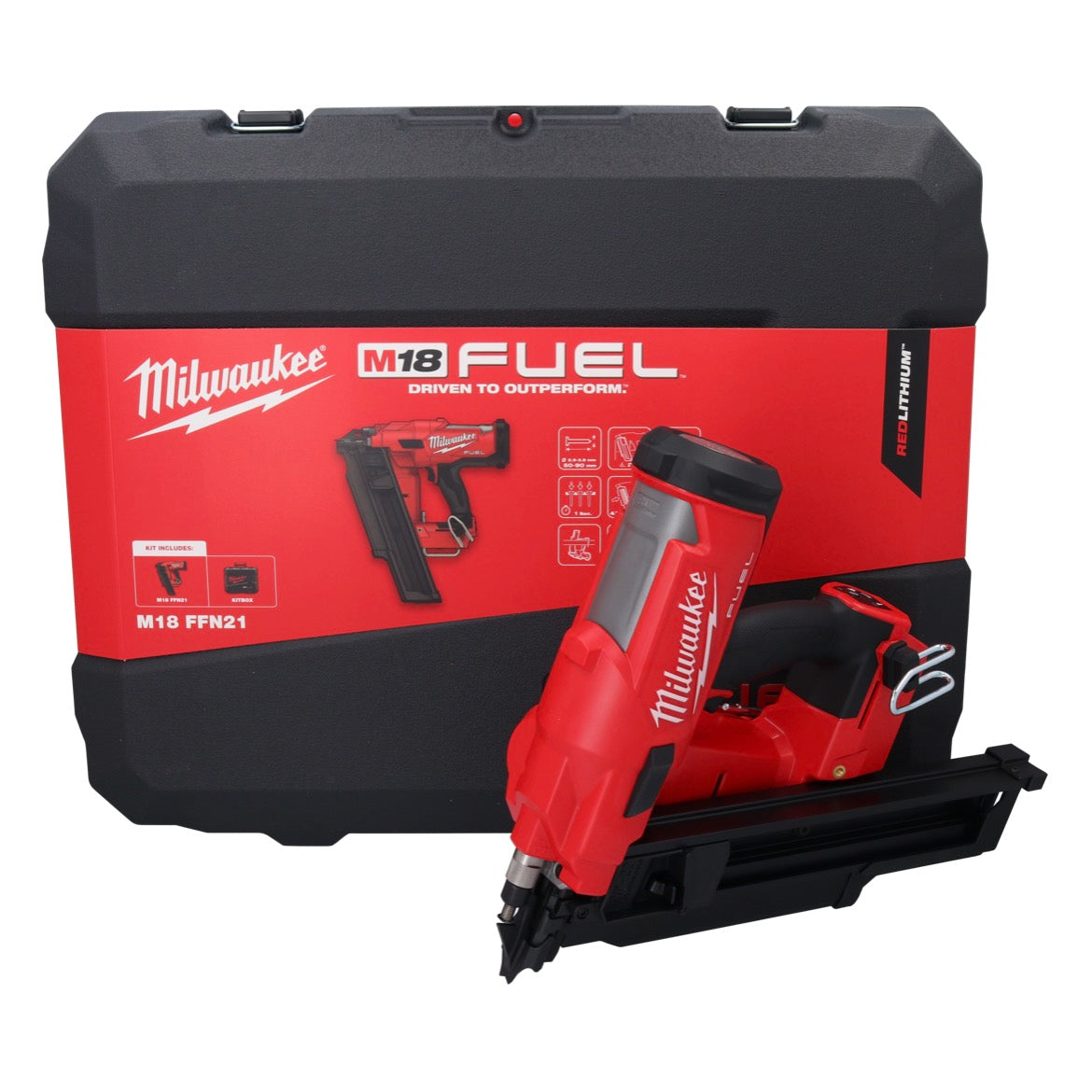 Cloueur sur batterie Milwaukee M18 FFN21-0C 18 V 50 - 90 mm brushless (4933478993) + coffret + éclairage sur batterie Milwaukee M18 TLED LED