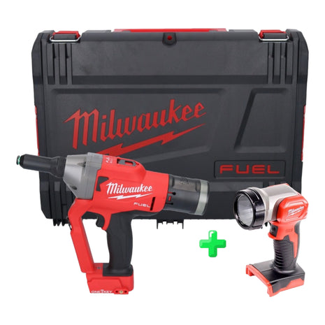 Milwaukee M18 ONEFPRT-0X Akku Blindnietgerät 18 V 20 kN Brushless ( 4933478601 ) + HD Box + Milwaukee M18 TLED Akku Leuchte LED