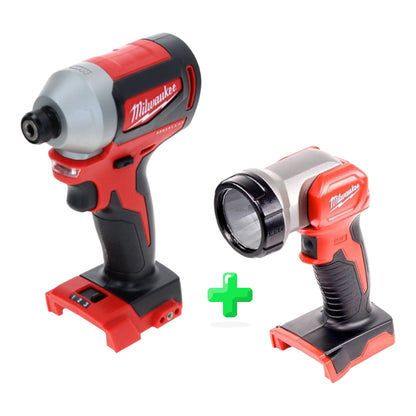 Milwaukee M18 BLID2-0 Akku Schlagschrauber 18 V 180 Nm 1/4" Brushless Solo + Milwaukee M18 TLED Akku Leuchte LED