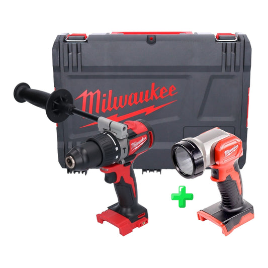 Perceuse à percussion sans fil Milwaukee M18 BLPD2-0X 18 V 82 Nm sans balai + boîtier HD + éclairage sur batterie Milwaukee M18 TLED LED