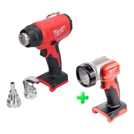 Milwaukee M18 BHG-0 Akku Heißluftgebläse 18 V 470 °C Solo ( 4933459771 ) + Milwaukee M18 TLED Akku Leuchte LED