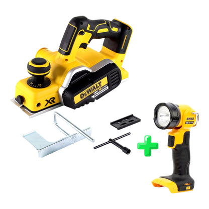 Raboteuse à batterie DeWalt DCP 580 N 18V 82mm brushless solo + lampe à batterie DeWalt DCL 040 18V XR Li-Ion