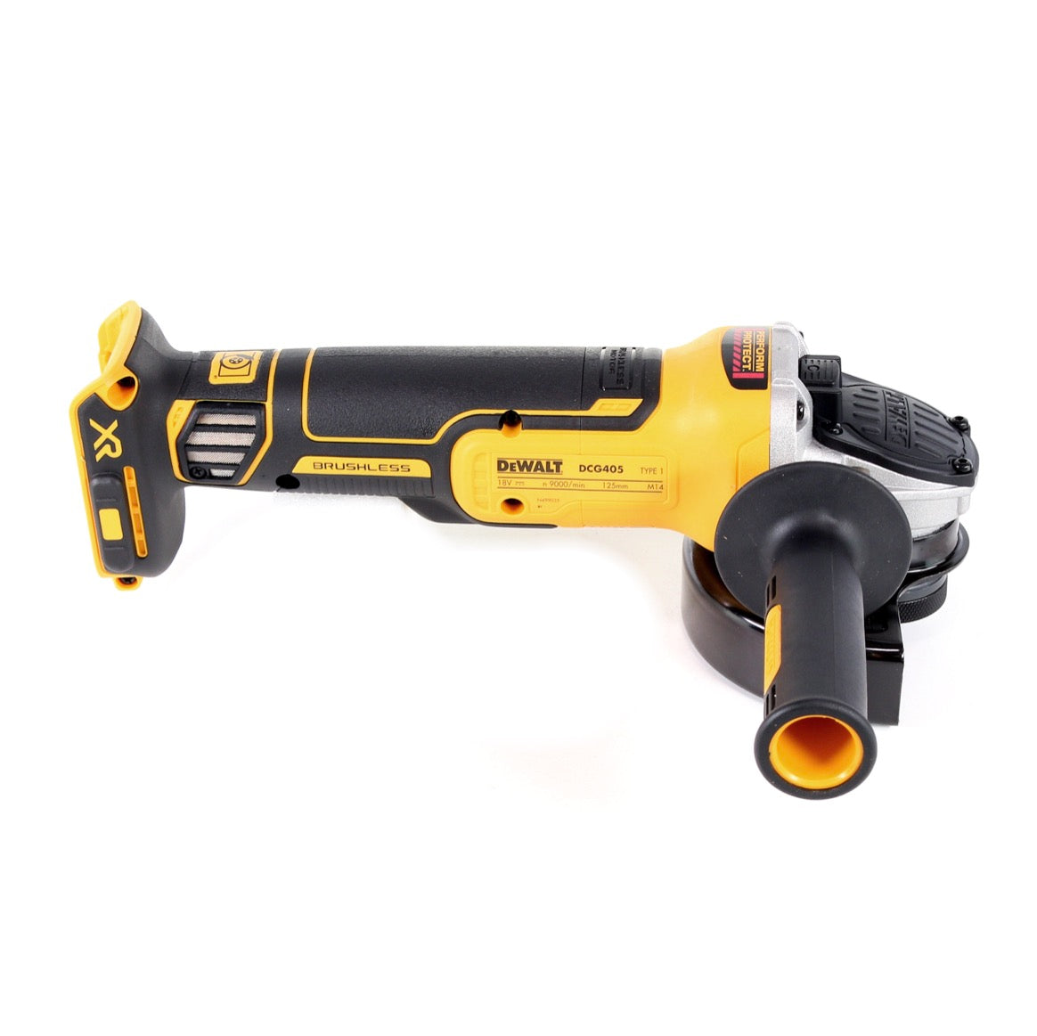 Meuleuse d'angle sur batterie DeWalt DCG 405 N 18V 125mm brushless solo + lampe sur batterie DeWalt DCL 040 18V XR Li-Ion