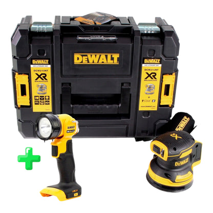 DeWalt DCW 210 NT Akku Exzenterschleifer 18V 125mm Brushless Solo + TSTAK + DeWalt DCL 040 18V XR Li-Ion Akku Lampe