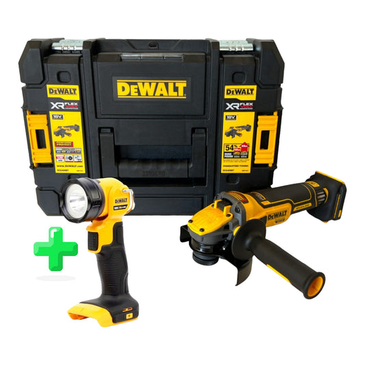 DeWalt DCG 409 NT Akku Winkelschleifer 18 V 125 mm Brushless + TSTAK + DeWalt DCL 040 18V XR Li-Ion Akku Lampe