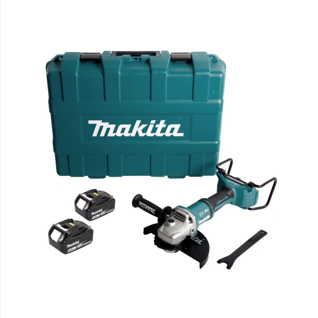 Makita DGA 900 TKX2 Akku Winkelschleifer 36V ( 2x18V ) 230mm Brushless + 2x Akku 5,0Ah + Ezynut + Koffer - ohne Ladegerät - Toolbrothers