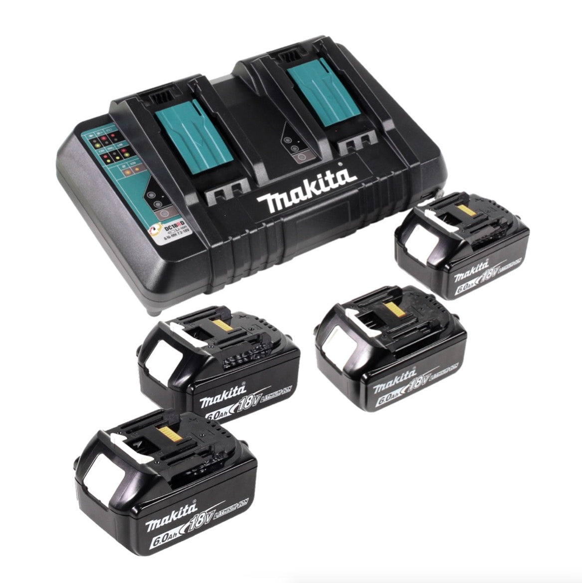 Makita DGA 900 G4KX2 Akku Winkelschleifer 36V ( 2x18V ) 230mm Brushless + 4x Akku 6,0Ah + Doppelladegerät + Ezynut + Koffer - Toolbrothers