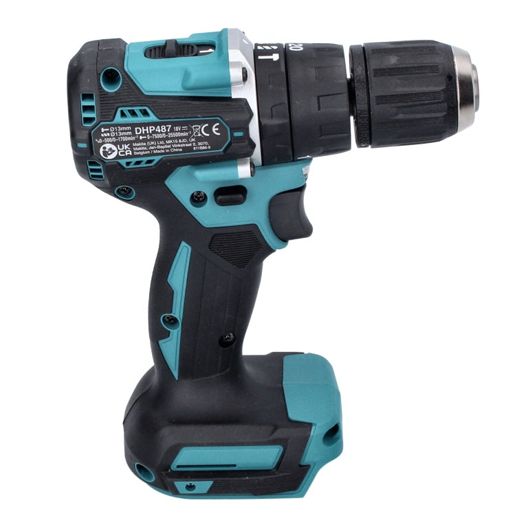 Toolbrothers RHINO L Werkzeugkoffer Basic ULTRA Custom mit Schaumstoffeinlage & Makita DHP 487 Z Akku Schlagbohrschrauber 18 V 40 Nm Brushless Solo