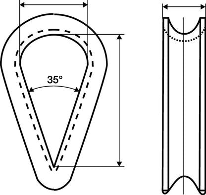 Kausche DIN 6899 Form B ( 1000120171 ) 4 mm galvanisch verzinkt mit tiefer Rille