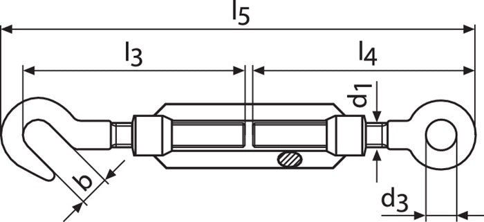 Tendeur DIN 1480 (1000120408) M8 longueur 182 - 257 mm galvanisé