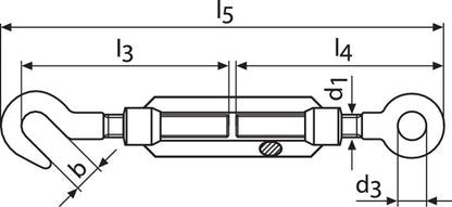 Spannschloss DIN 1480 ( 1000120408 ) M8 Länge 182 - 257 mm galvanisch verzinkt