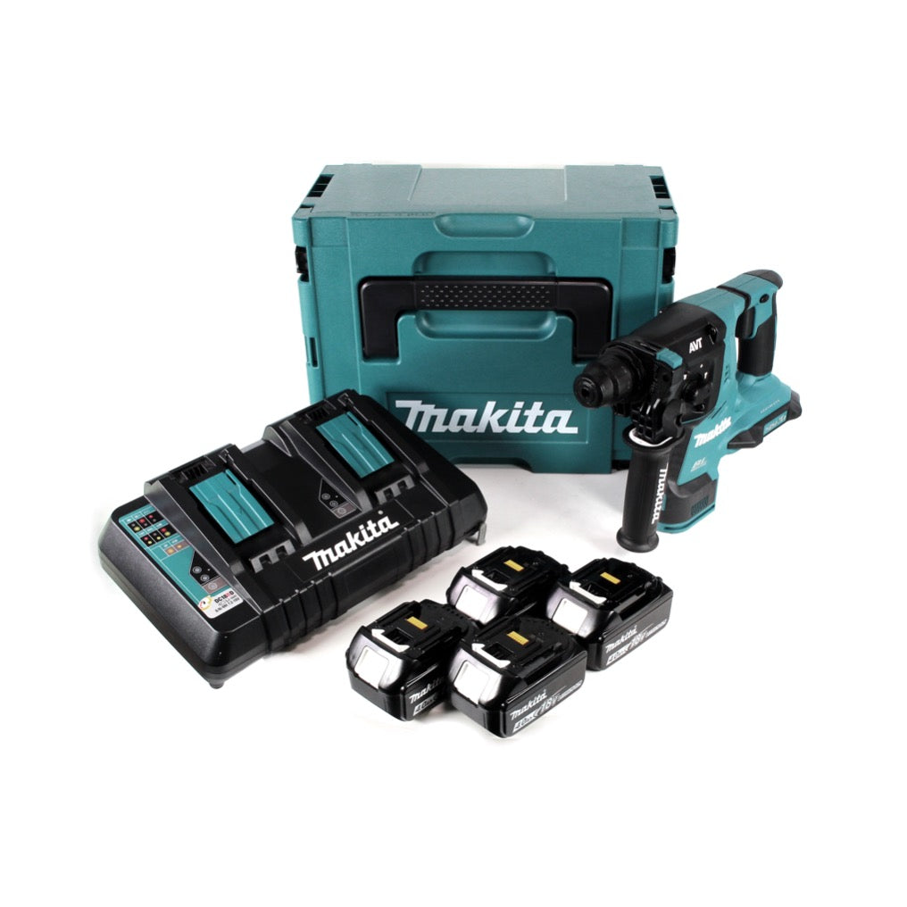 Makita DHR 280 PM4J 2 x 18 V 36 V Li-Ion Akku Bohrhammer 28 mm Brushless für SDS-PLUS im Makpac + 4 x 4,0 Ah Akku + Doppelladegerät - Toolbrothers