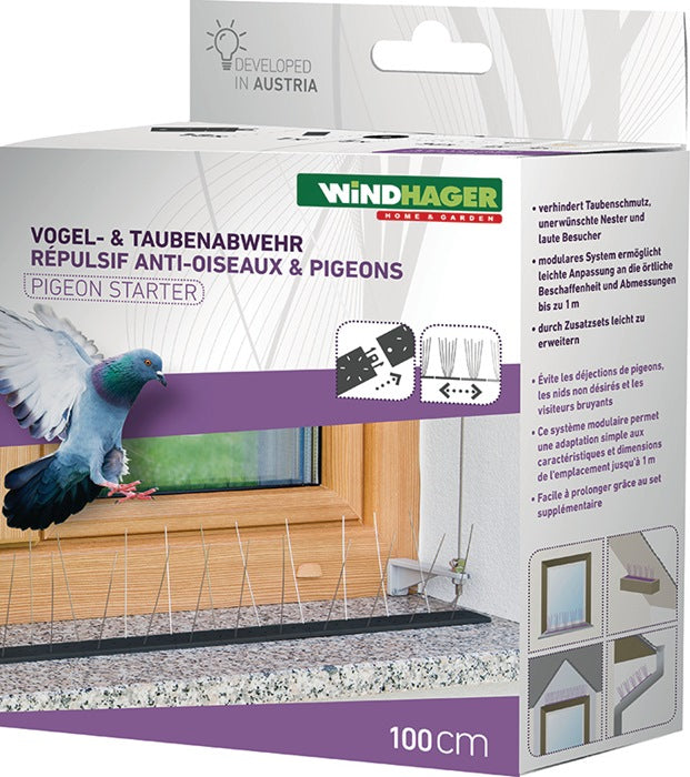 Windhager Vogel- und Taubenabwehr Starter Set ( 4000818600 ) Schutz bis 1 m, 36 Spikes