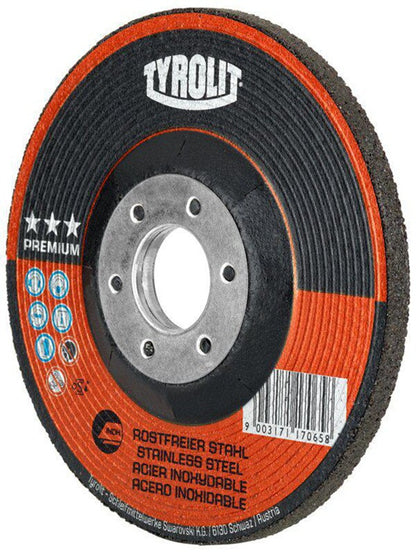 Disque abrasif Tyrolit PREMIUM (8000756163) D125xS4mm grain 30 alésage 22,23 mm