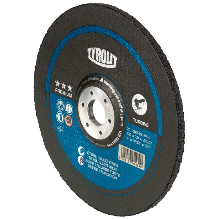 Disque abrasif Tyrolit PREMIUM T-GRIND (8000758433) D125xS7mm grain 24 alésage 22,23 mm